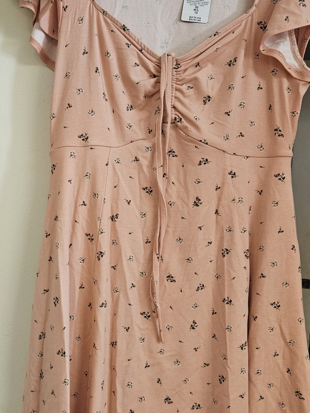 Women’s Mini Dress — Pink Floral Tie-Front